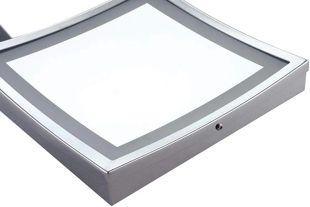 Makeup Mirror Bathroom Wall-Mounted Square Metal Foldable Retractable Rotary Beauty Mirror 9 Inches