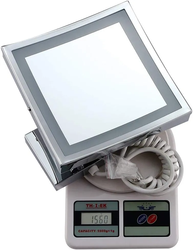 Makeup Mirror Bathroom Wall-Mounted Square Metal Foldable Retractable Rotary Beauty Mirror 9 Inches
