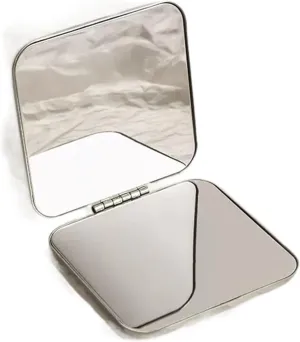Makeup Mirror Compact Mirror Mirror Female Portable Portable Folding Double-Sided Stainless Steel Makeup Mirror Student Mini Make-up Mirror Vanity Mirror Make up Mirror(A)