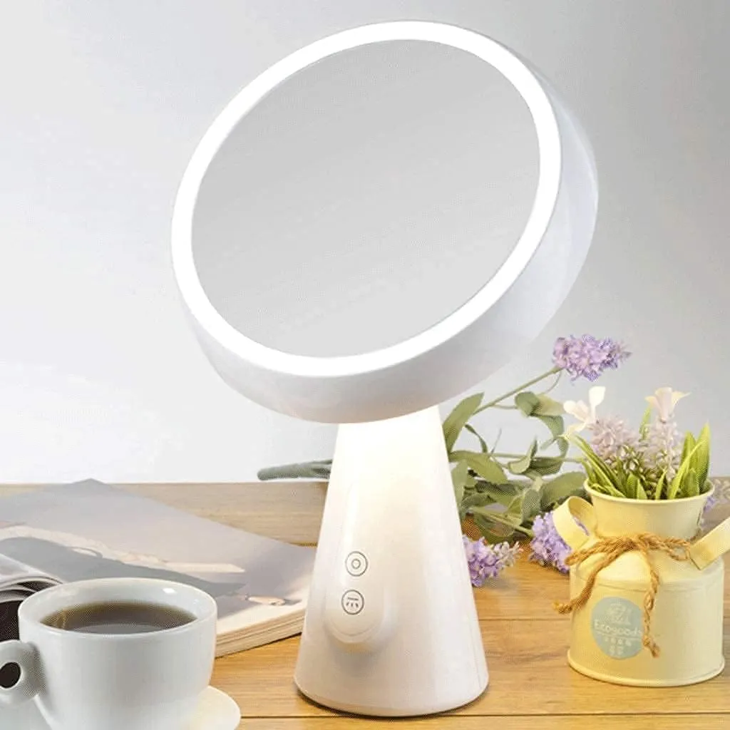 Makeup Mirror Mirror, Bathroom, Wall-Mounted, Dressing Table,Led Makeup Mirror with Light Vanity Mirror Desktop Fill Mirror Net Red Vibrating Intelligent Desktop Mirror