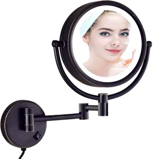Makeup Mirror Wall Mounted Round Bathroom Mirror, 360 Rotation Elegant Design Would Be Suitable for Any Family(Bronze,10x)