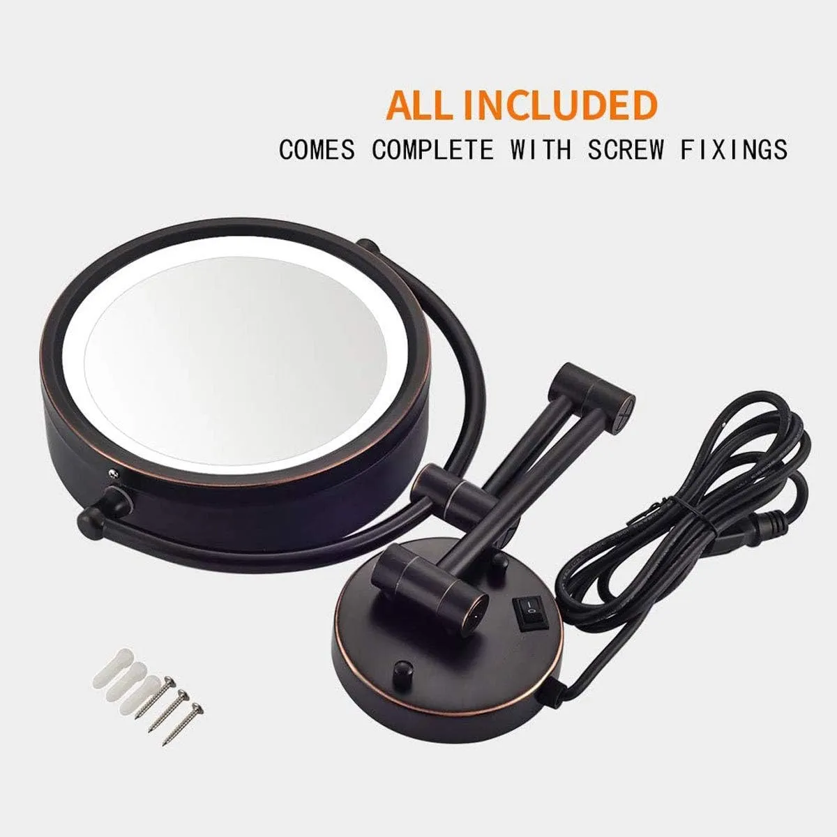Makeup Mirror Wall Mounted Round Bathroom Mirror, 360 Rotation Elegant Design Would Be Suitable for Any Family(Bronze,10x)