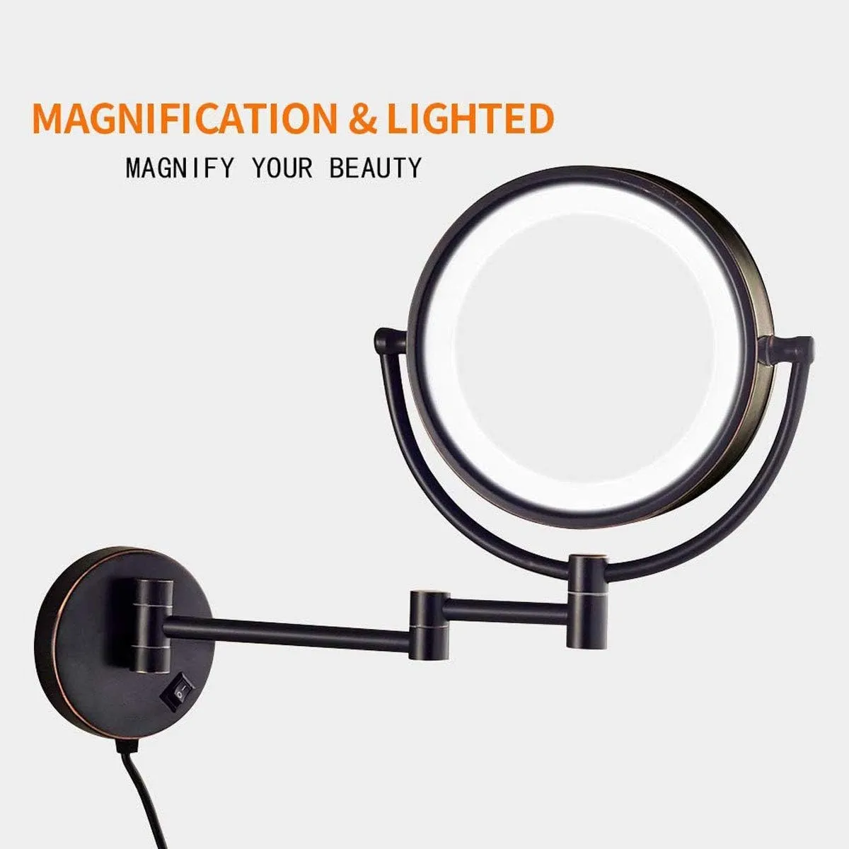Makeup Mirror Wall Mounted Round Bathroom Mirror, 360 Rotation Elegant Design Would Be Suitable for Any Family(Bronze,10x)