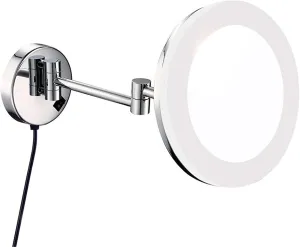 Makeup Mirror with Lights and Magnification, 8 inch Brass Chrome Bathroom Wall-Mounted LED Vanity Mirror, Rotatable Extendable Mirror with Plug,3X (Color : 7X)
