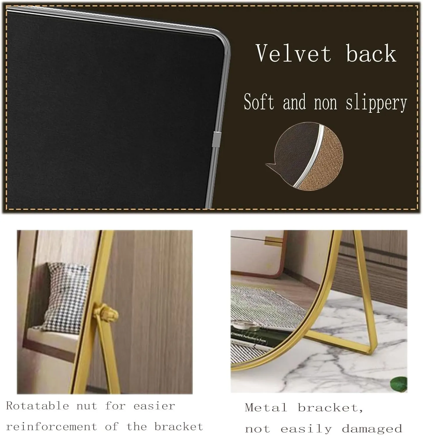 Makeup Vanity Mirror Portable Desktop Mirror with Metal Stand Adjustable 90° Rotation Desk Mirrors for Dressing Room,Bedroom, Bathroom,Tabletop,Square Silver