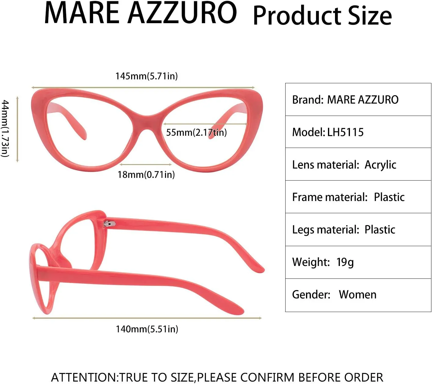 MARE AZZURO Oversized Reading Glasses Women Stylish Cat Eye Readers 0 1.0 1.5 2.0 2.5 3.0 3.5