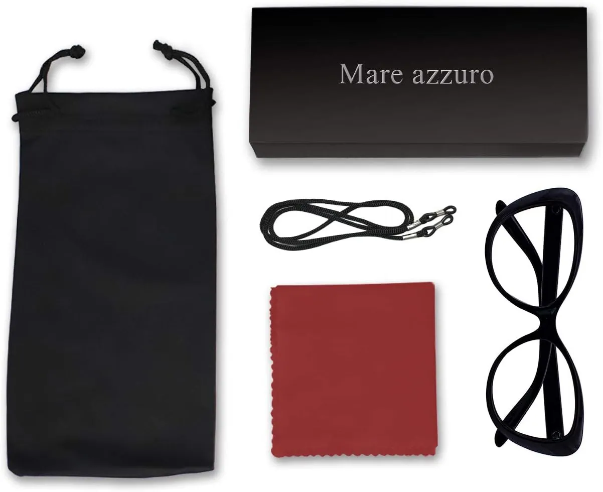 MARE AZZURO Oversized Reading Glasses Women Stylish Cat Eye Readers 0 1.0 1.5 2.0 2.5 3.0 3.5