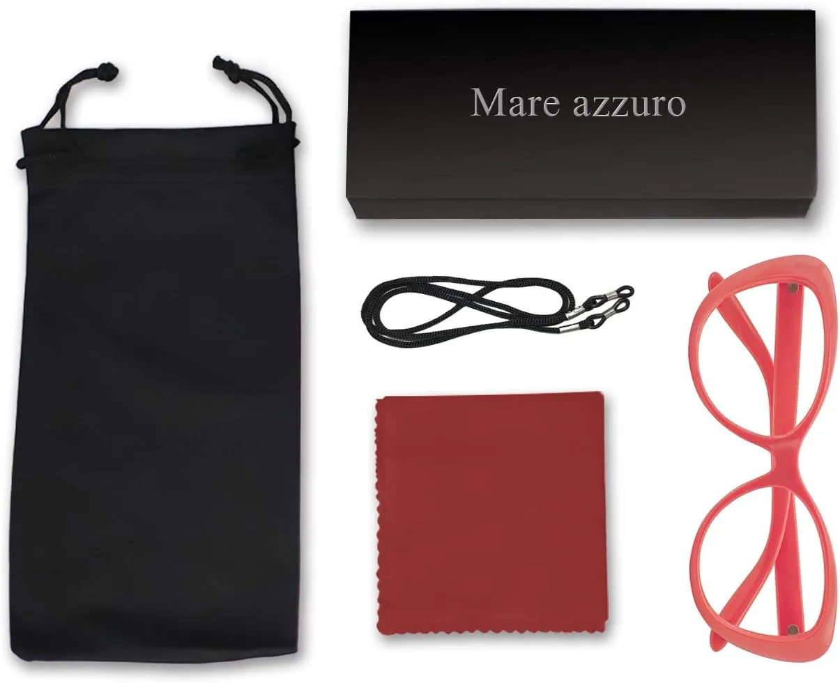 MARE AZZURO Oversized Reading Glasses Women Stylish Cat Eye Readers 0 1.0 1.5 2.0 2.5 3.0 3.5