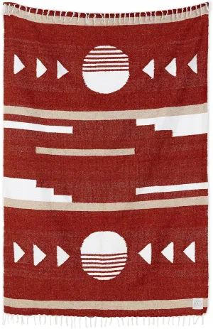 Maroon and Tan Mexican Blanket by Laguna Beach Textile Co - Beach, Yoga, Camping, or Decorative Throw Blanket - Traditional Handmade Serape - Brick Sol