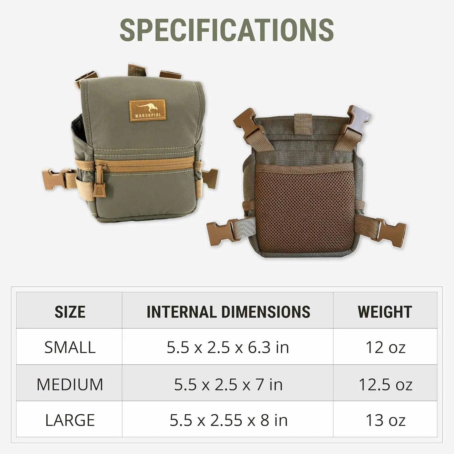 Marsupial Gear Binocular Pack w/Standard Harness, Coyote, Medium
