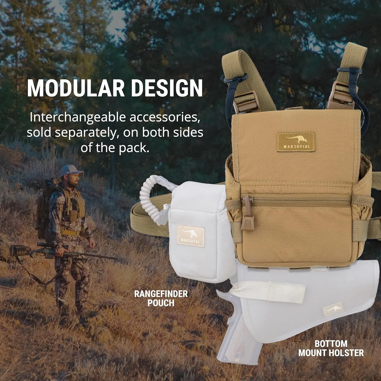 Marsupial Gear Binocular Pack w/Standard Harness, Coyote, Medium