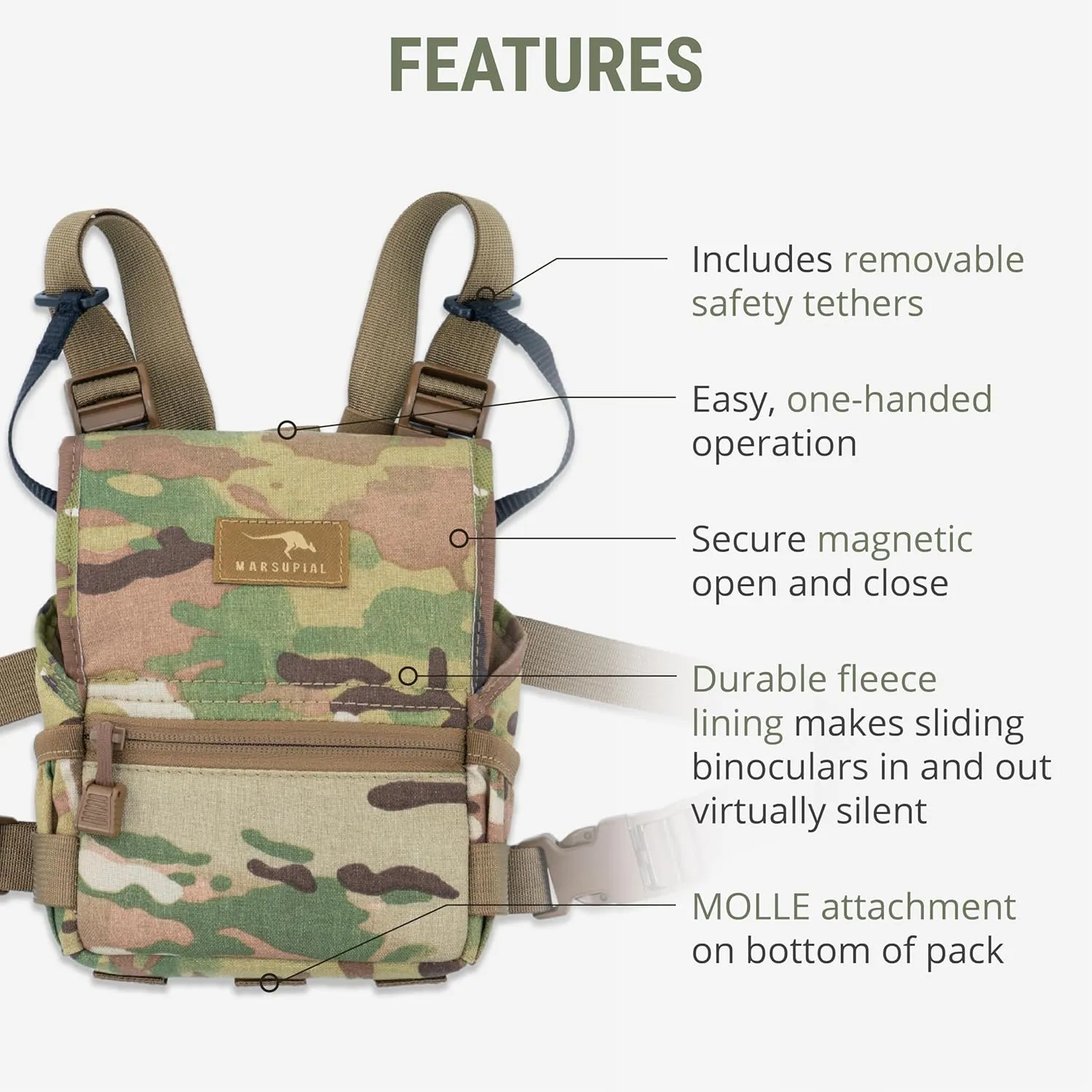 Marsupial Gear Binocular Pack w/Standard Harness, Coyote, Medium