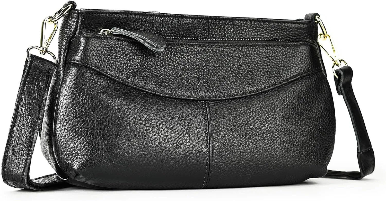 MASIWEI Genuine Leather Purses for Women Crossbody Bag Small Casual Sling Shoulder Handbags with Leather Straps