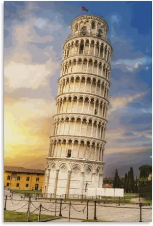 MAXZIZ Beautiful Leaning Tower of Pisa Scenic Spots Room Aesthetics Posters Canvas Posters Bedroom Decoration Sports Office Decoration Gifts Wall Art Decoration Printing Posters 24x36inchs(60x90cm)