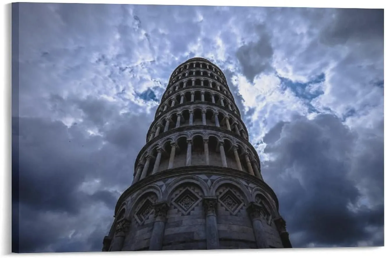 MAXZIZ The Leaning Tower of Pisa Scenic Spots Room Aesthetics Posters Canvas Posters Bedroom Decoration Sports Office Decoration Gifts Wall Art Decoration Printing Posters 12x18inch(30x45cm)