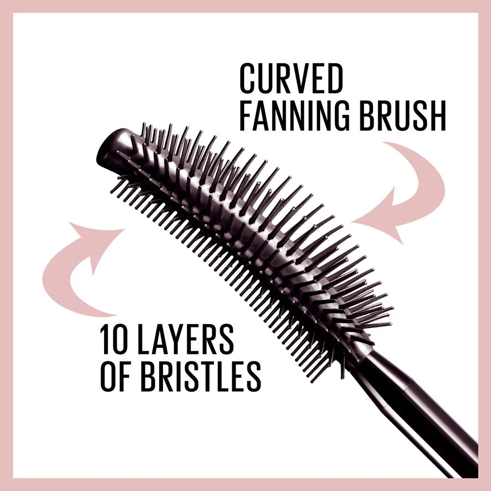 Maybelline Lash Sensational Washable Mascara, Lengthening and Volumizing for a Full Fan Effect, Blackest Black, 2 Count