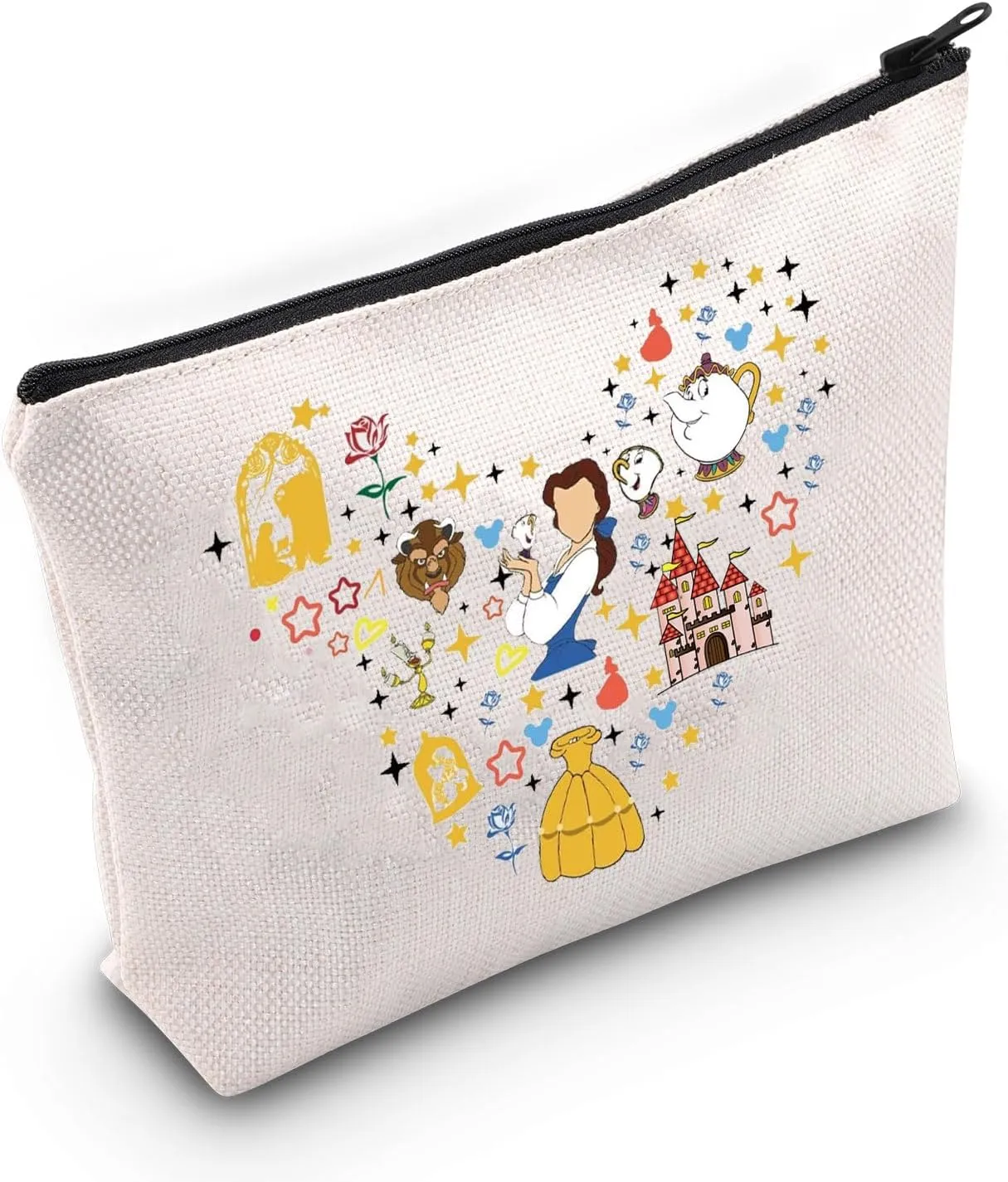 MEIKIUP Beauty Movie Makeup Bag Beauty Princess Story Inspired Gift Fairy Tales Cosmetic Bag Princess Gift for Women (BeautyB Bag1)