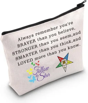 MEIKIUP Greek Sorority Cosmetic Makeup Bag Sisterhood Gift You Are Braver Stronger Smarter Than You Think Makeup Bag (Star Always Bag)