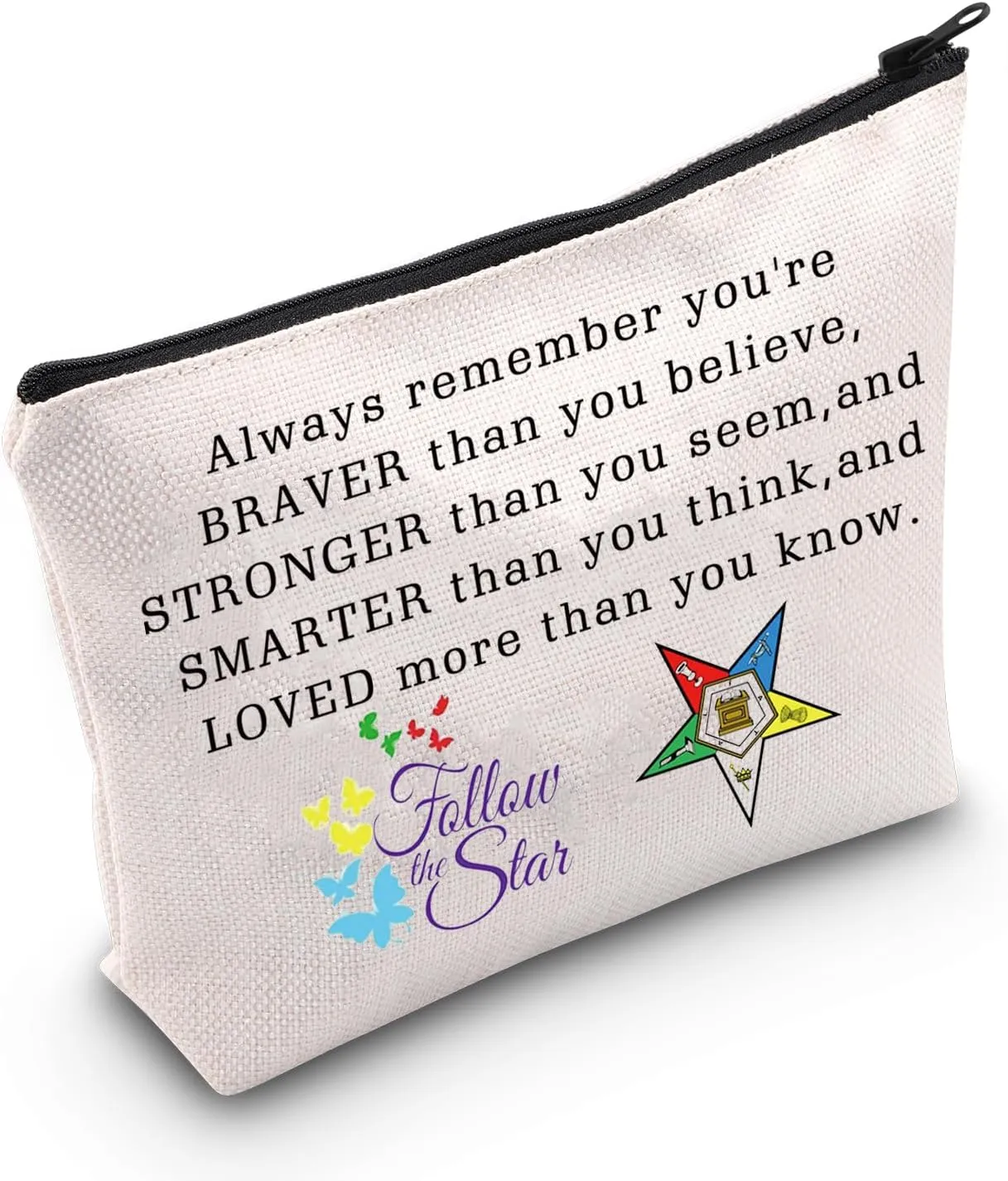 MEIKIUP Greek Sorority Cosmetic Makeup Bag Sisterhood Gift You Are Braver Stronger Smarter Than You Think Makeup Bag (Star Always Bag)