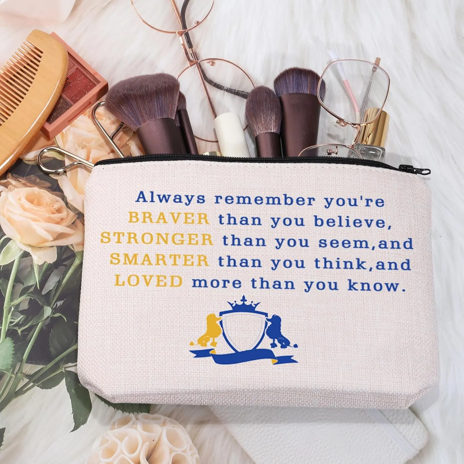 MEIKIUP Sorority Makeup Bag Sorority Paraphernalia Gift You are Braver Than You Believe Makeup Bag (Always Bag)