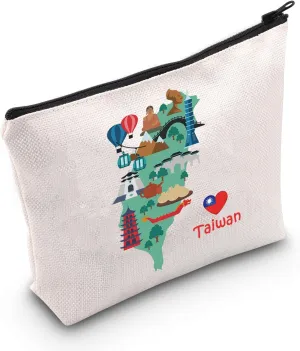 MEIKIUP Taiwan Travel Vacation Gift Taiwan Travel Makeup Bag China Trip Gift Taiwan Lovers Landmark for Women (Taiwan bag)