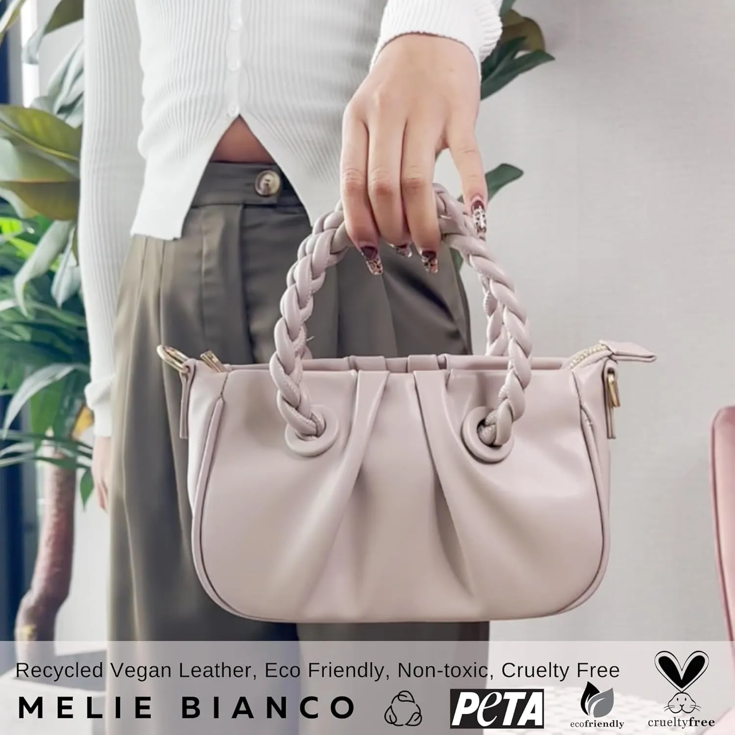 Melie Bianco Handmade Gracelyn Bag - Recycled Vegan Leather Purse - Luxury Small Purse Bag