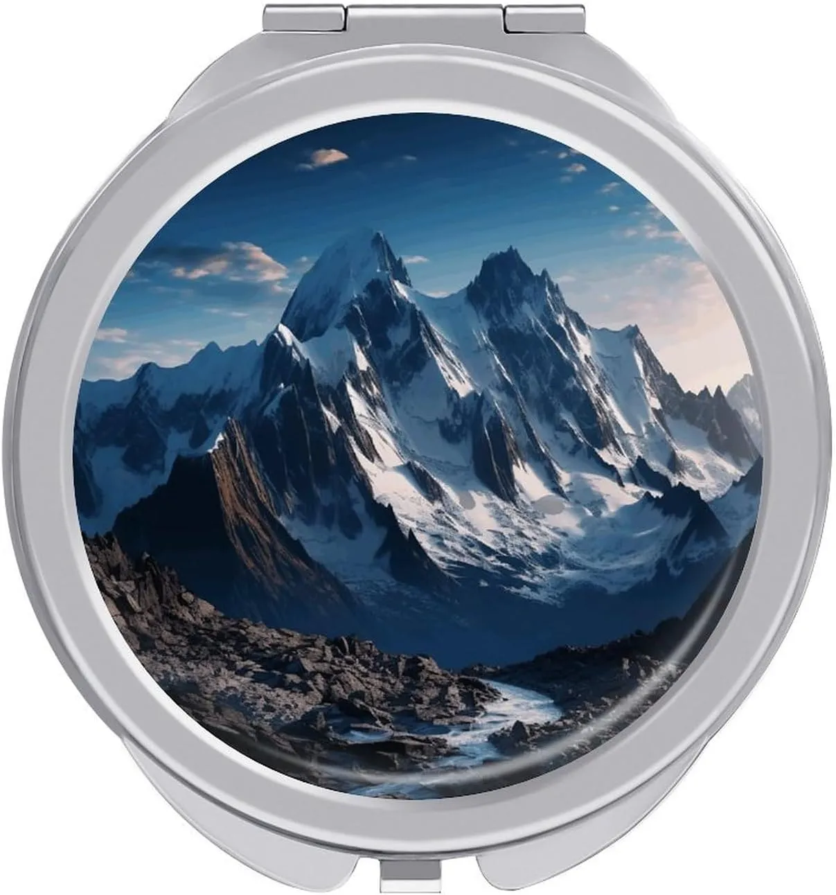 Melting Snow Mountain Travel Makeup Mirror Portable Folding Cosmetic Compact Mirror Mini Pocket Mirror for Purses with 2 X 1x Magnification