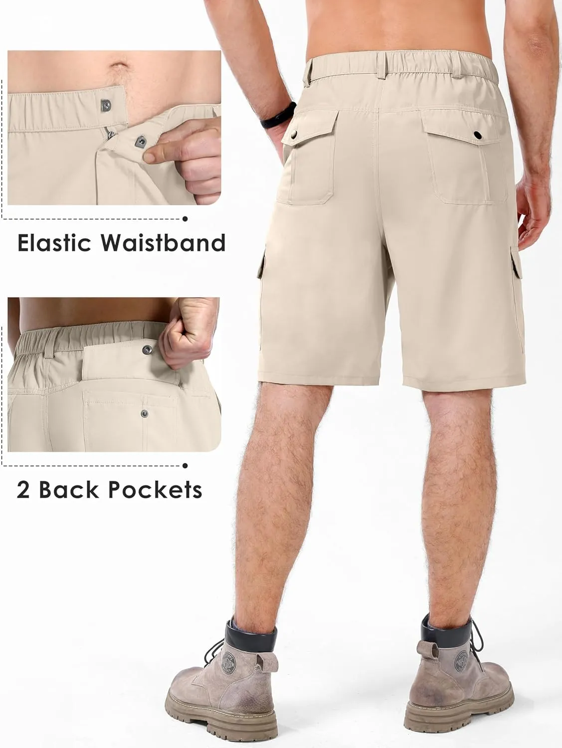 Men's Casual Cargo Shorts 9" Lightweight 6 Pockets Stretch Quick Dry Summer Shorts for Hiking Golf Trips Fishing