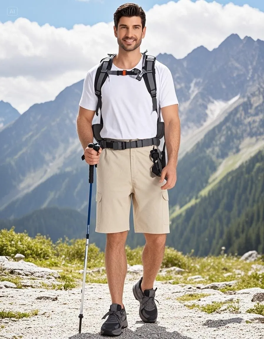 Men's Casual Cargo Shorts 9" Lightweight 6 Pockets Stretch Quick Dry Summer Shorts for Hiking Golf Trips Fishing