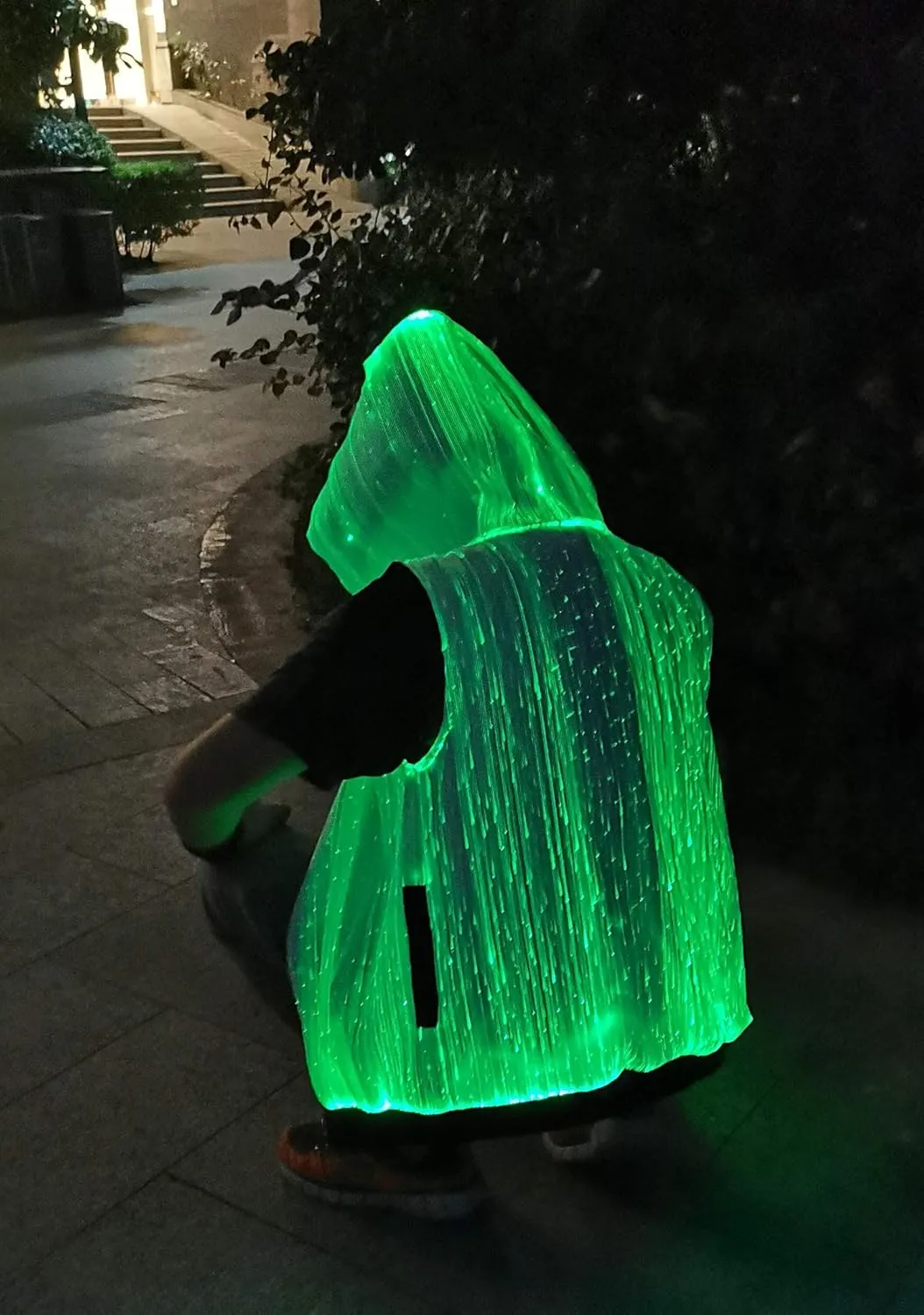 Men's LED Light up Pullover Hoodies Full Zip Hooded Sleeveless Tank Top-Multicolor,App Control,Smart Wear