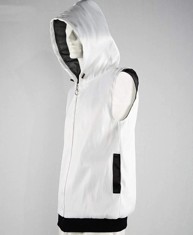 Men's LED Light up Pullover Hoodies Full Zip Hooded Sleeveless Tank Top-Multicolor,App Control,Smart Wear