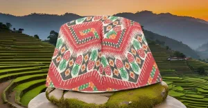 Men's Traditional Nepali Dhaka Topi PALPALI Dhaka TOPI (US, Alpha, Small, Medium, E1)