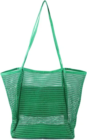 Mesh Beach Tote Womens Shoulder Handbag,Elegant Beach Tote Bag,Stylish and Lightweight Summer Essential