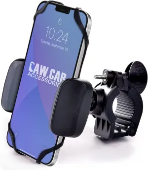 Metal Bike & Motorcycle Phone Mount for Any Smartphone (iPhone 14 Pro Max/Mini, Galaxy S23). Unbreakable Handlebar Cell Phone Holder for Bike, Scooter, Bicycle Phone Mount. x10 to Safeness & Comfort