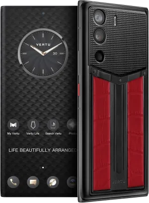 METAVERTU Race Track Alligator Skin Web3 5G Phone, Unlocked Android Smartphone, Secure Encrypted, Double OS, 64MP Camera, 144Hz AMOLED Curved Display, Fast Charge (Paris Nail, Red, 12G 512G)