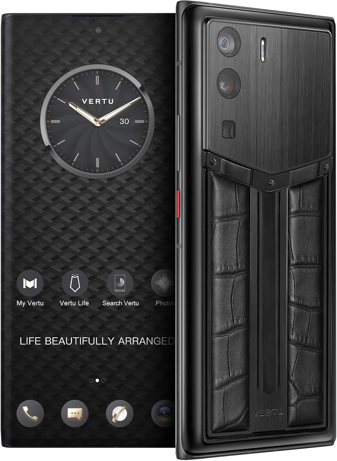 METAVERTU Race Track Alligator Skin Web3 5G Phone, Unlocked Android Smartphone, Secure Encrypted, Double Systems, 64MP Camera, 144Hz AMOLED Curved Display, Fast Charge (Sapphire, Black, 18G 1T)