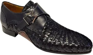 Mezlan Mens Woven Leather Monk Strap Black 7.5M