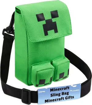 Minecraft Shoulder Bag for Mobile Phone, Creeper Crossbody Phone Bag with Adjustable Strap - Gamer Gifts