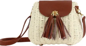 Mini Straw Shoulder Bag for Women Chic Woven Hobo Handbag with Tassel Rattan Clutch Purse Beach Party College Tote 2025