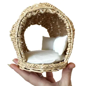 Miniature Dollhouse Furniture 1:12 scale. Fairy Wicker Hutch Handmade Bed BJD Doll