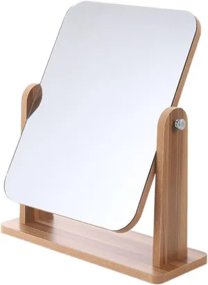 Mirror Makeup Mirror Portable Dormitory Desktop Desktop Household Rotatable Makeup Mirror Wooden Mirror Makeup