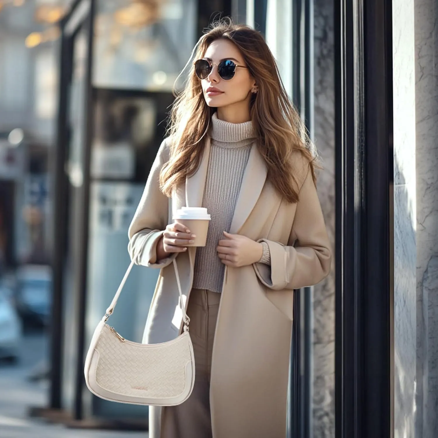 Missnine Shoulder Bag for Women Small Purse Trendy Clutch Hobo Bag Vegan Leather Mini Handbag with Zipper Closure
