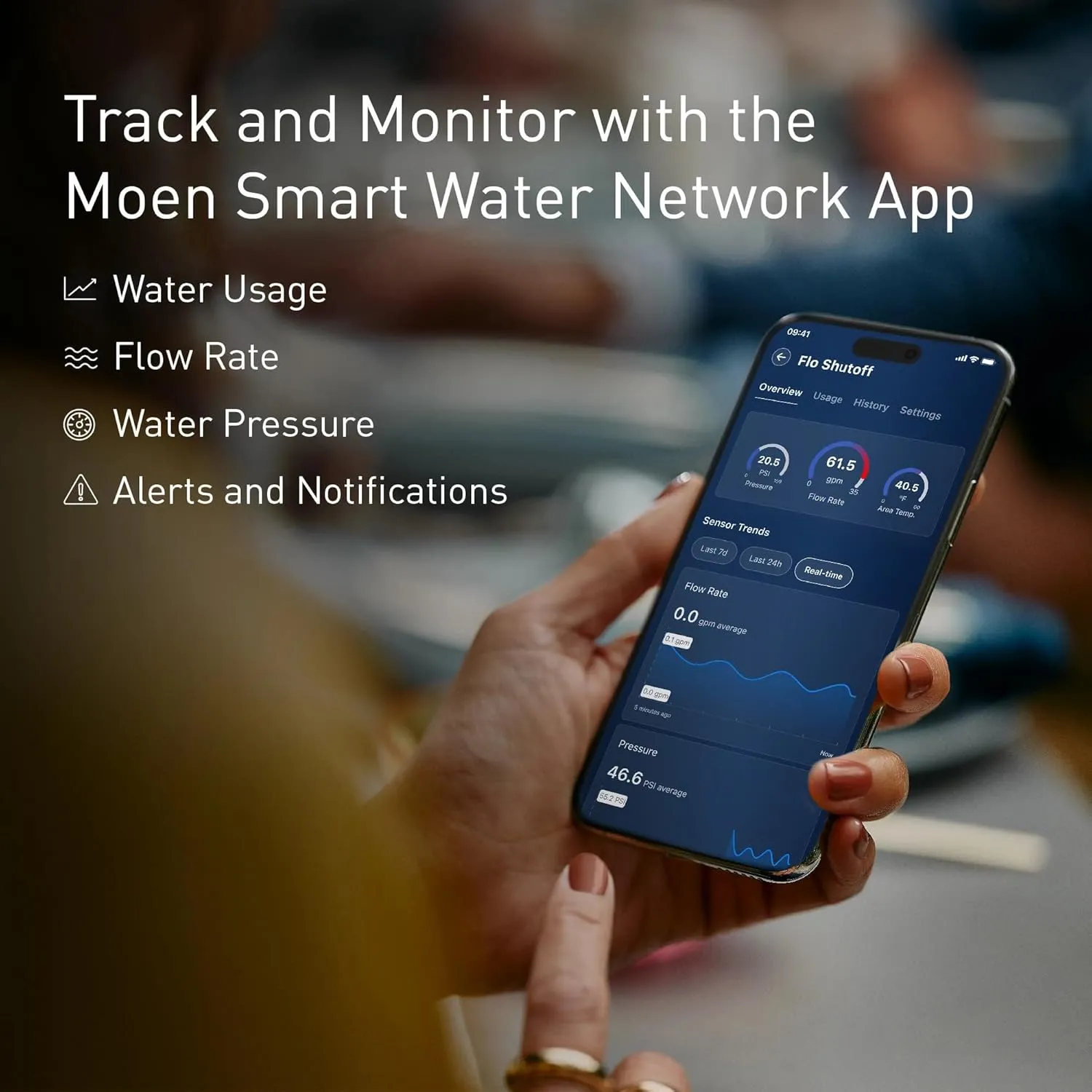 Moen Flo Smart Water Monitor and Automatic Shutoff Sensor, Wi-Fi Connected Water Leak Detector for 1-Inch Diameter Pipe, 900-006