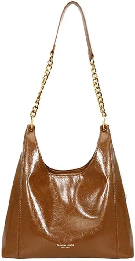 Molodo PU Hobo Bags for Women Vintage Shoulder Bag Handbag Causal Trendy Crossbody Bag with Chain Large Tote Handbag