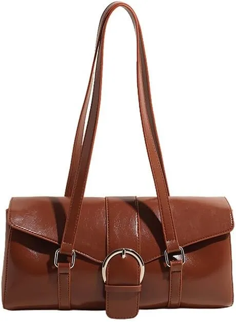 Molodo PU Leather Shoulder Bag for Women Vintage Tote Handbag Purses Trendy Underarm Bag Soft Top Handle Bag Satchel Bag