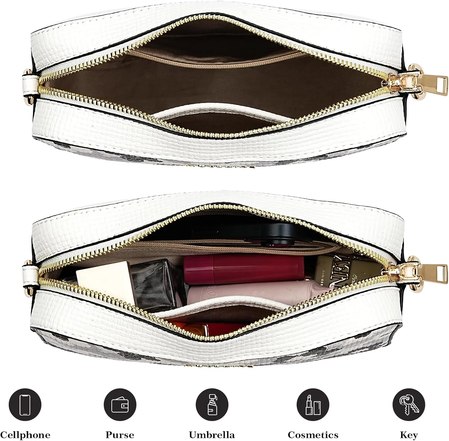 molshine Women's Crossbody Bag, Small Flowers Woven Shoulder Handbags, Designer PU Leather Purse Satchel for Women Ladies