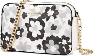 molshine Women's Crossbody Bag, Small Flowers Woven Shoulder Handbags, Designer PU Leather Purse Satchel for Women Ladies