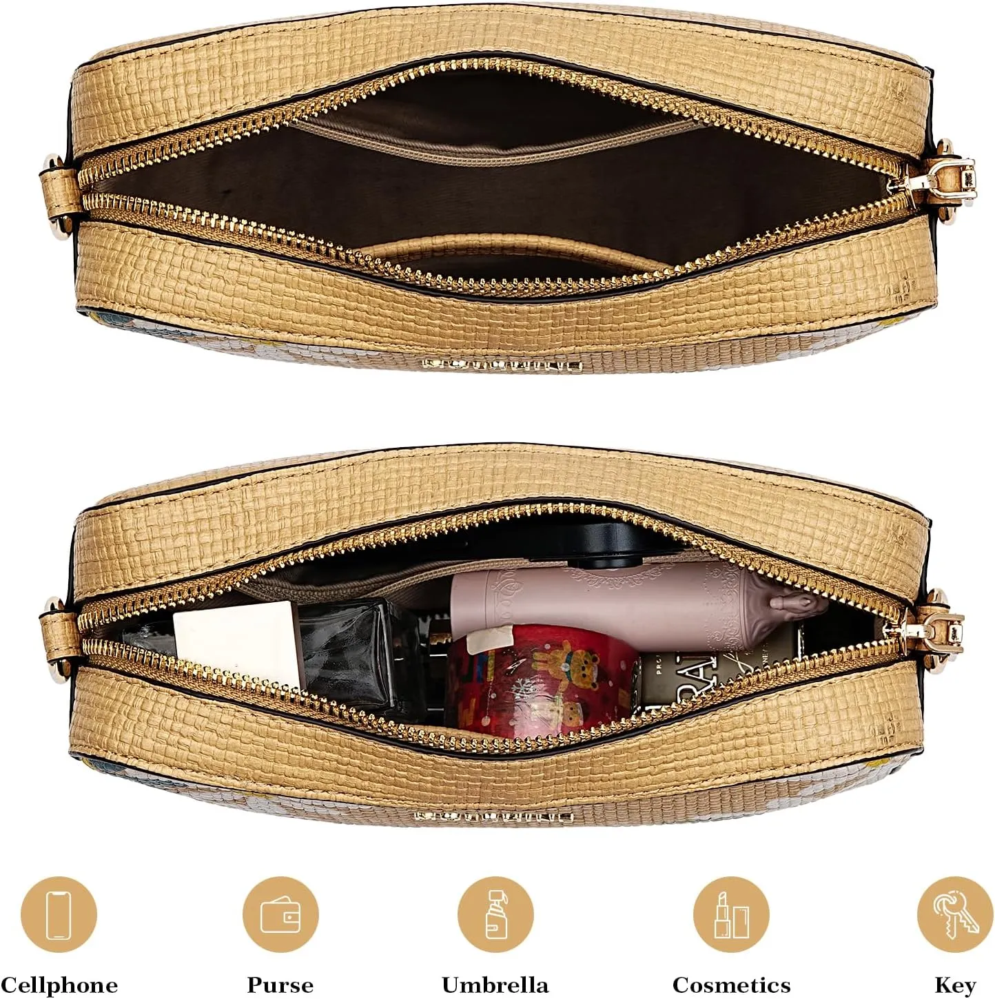 molshine Women's Crossbody Bag, Small Flowers Woven Shoulder Handbags, Designer PU Leather Purse Satchel for Women Ladies