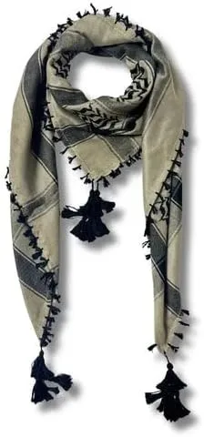 Mustard & Black Traditional Keffiyeh – Handcrafted Palestinian Scarf with Heritage Style