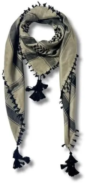 Mustard & Black Traditional Keffiyeh – Handcrafted Palestinian Scarf with Heritage Style